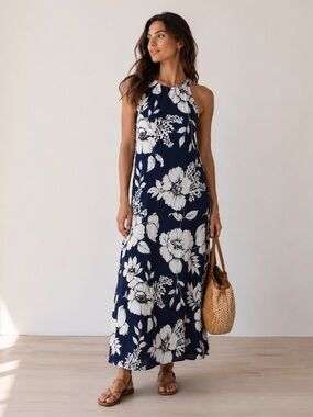 🎉LAST PIECE 🎉ANNE‎ KLEIN Milly Floral Halter Maxi Dress